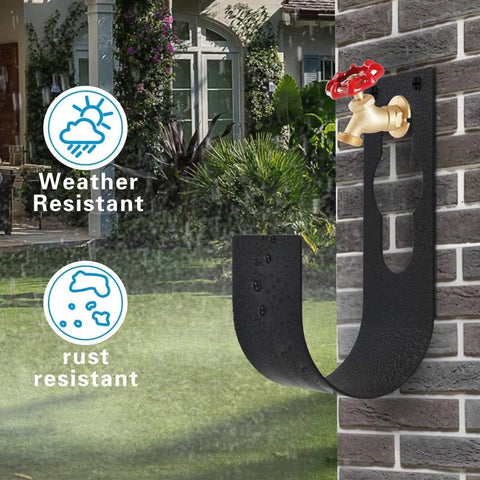 Heavy Duty Wall Mount Hose Holder For Garden Hoses, Tough As Nails Steel Hanger Reel with wide hooks, weatherproof and rust-resistant design