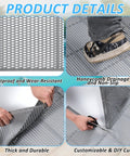 3 By 10 Ft Drainage Pool Floor Mats Non Slip PVC Splash Matting With Mesh Hollow Design showing honeycomb, non-slip texture and DIY cut feature.