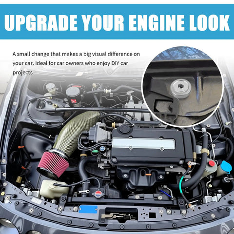 40Pc M6x20mm Engine Dress Up Kit With Spacer And Dress Up Bolts In Silver For Car Engine Bay Enhancement installed on engine bay fasteners