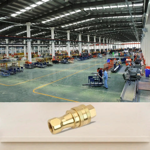 Factory interior with brass coupler: Bad Ass Solid Brass Hydraulic Quick Disconnect Coupler Adapter Fitting 3 8 Inch Bspt Thread