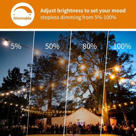 Super Chill Waterproof Solar String Lights Outdoor Fifty Ft Long With 25 Dimmable Shatterproof Vintage Bulbs Remote Controlled
