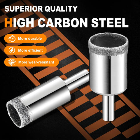 10 Piece Diamond Drill Bit Set For Glass Tile Ceramic Marble And Granite With Precision Diamond Cutting close-up view