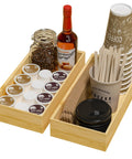 Stackable Bamboo Kitchen Drawer Organizer Bins For Silverware And Flatware, Coffee Pod Holder And K Cup Organizer, Countertop Coffee Station