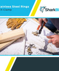 SharkBite 1/2 in stainless steel clamp rings, pack of 100 for PEX/PE-RT pipe fittings.