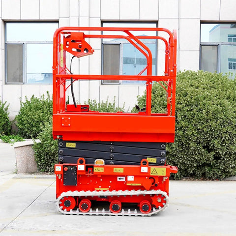 Heavy Duty Hydraulic Scissor Lift Platform Built Different For Factory And Equipment Servicing With Reinforced Steel Frame and manual adjustment.