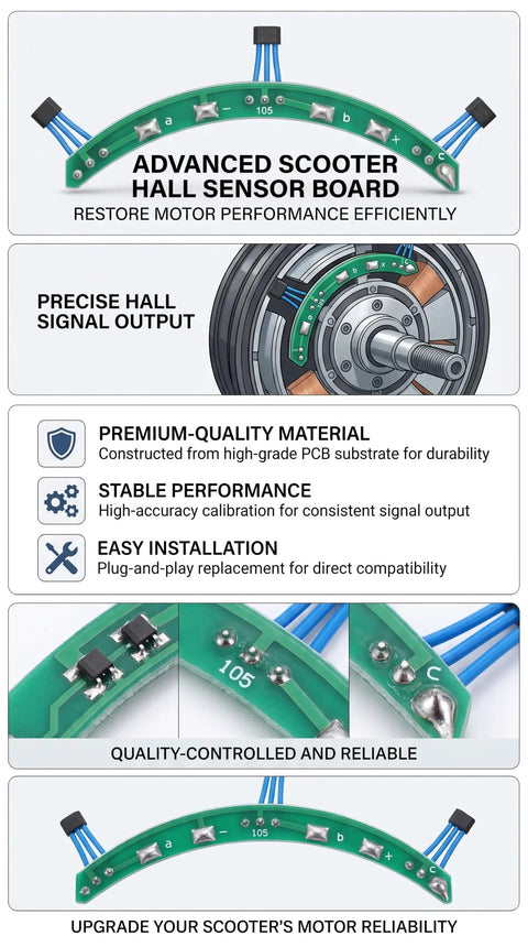 Essential Electric Scooter Hall Sensor PCB Board for precise throttle control, featuring compact design and durable materials.
