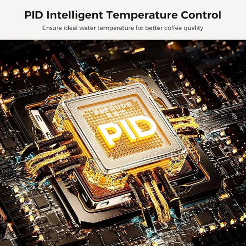 Close-up of PID intelligent temperature control system in All In One Espresso Machine With Built In Grinder, 20 Bar Pressure.