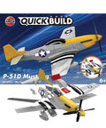 Quick Build P51D Mustang Fighter Jet Model Kit box and assembled snap-together plane with no glue or paint