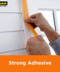 Heavy Duty Painters Tape Set Six Rolls 1.41 Inch By 60.1 Yard For Vinyl Carpet Metal Plastic Indoor And Outdoor Masking Tape With Pro Grade Hold And Three Day Clean Removal being applied to white siding.