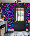 Pumpkin Botanical Instant Peel And Stick Wallpaper Removable Self Adhesive Wallcovering Quick Refresh Temporary Accent Decor For Living Room Super Smooth Install in vibrant colors on a feature wall.