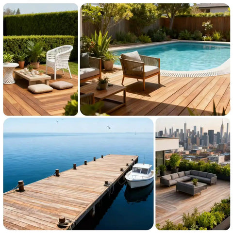 Decks installed with Hidden Deck Fasteners Kit For Composite Decking With Nylon Clips And 316 Stainless Steel Screws And Installation Tool.
