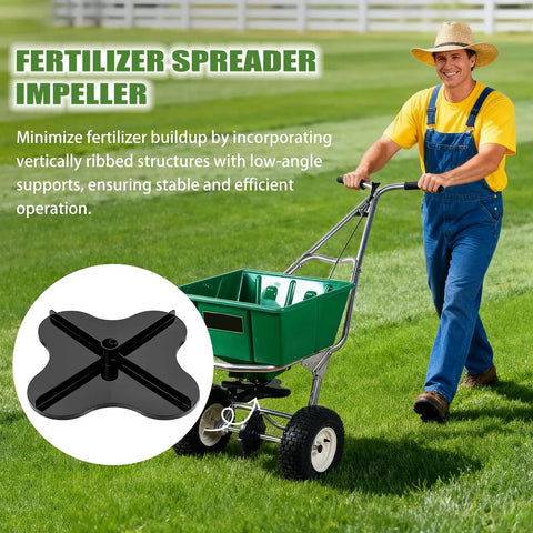Spreader Spinner Replacement N2320 For Lawn Spreaders 101186 705699 091186 092807 shown with operator and lawn spreader
