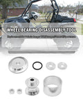 Precision Wheel Bearing Reinstall Tool For 40mm And 44mm Bearings with components displayed in front of a Polaris Ranger ATV
