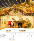 165 Ft 500 LED Christmas Lights Outdoor Indoor Plug In Warm White Waterproof Connectable Clear Wire Twinkle Lights For Large Trees Rooms And Holiday Party Decor Create A Cozy Vibe illuminating a holiday house.