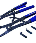 16 Inch Snap Ring Plier Set 2 Piece With Replaceable Tips And Spring Lock Built For Tough Jobs Internal And External Ring Pliers For Large Snap Rings Blue And Black Handles