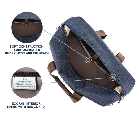 Open view of the underseat carry on tote bag for weekends and overnight trips soft sided travel buddy with durable DuraGuard fabric.