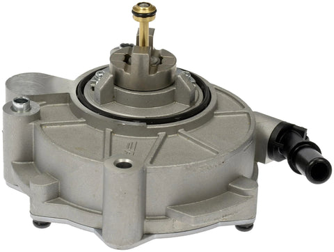 Front view of Dorman vacuum pump for Ford/Lincoln; silver aluminum housing, brass drive shaft, side hose port.