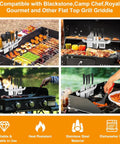 Magnetic Design 10 Inch Griddle Spatula Holder Stainless Steel Tool Rack For Flat Top Griddles And Grills Grab And Go Barbecue Organizer Durable Kitchen Accessories 2 Pack shown installed on various grills with tools.