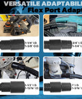 10 Foot Dust Collection Hose Kit with Adapters Connected to Various Power Tools and Workshop Vacuums