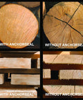 Comparison of wood with and without End Grain Sealer for Wood and Decks That Stops End Checks and Drying Splits, Green Wood Sealer for Turning Blanks and Bowls, 1 Quart, Long Lasting Protection to Safeguard Your Wood Investment.