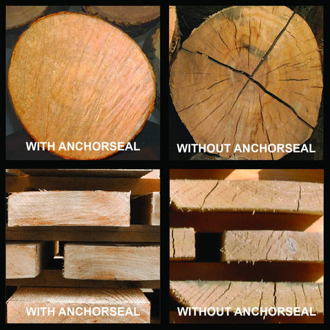 Comparison of logs and lumber with and without End Grain Sealer For Logs And Lumber That Prevents Up To Ninety Percent Of End Grain Checking On Drying Wood Decks Turning Blanks And Bowls Pro Grade Green Wood Sealer Gallon To Protect Your Wood Investment.