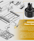 Precision Replacement Fence Knob For DeWalt Table Saw Compatible With DWE7491RS And N506822 Parts on detailed diagram.
