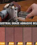 Rock Solid Mini Belt Sander And Knife Sharpener Bench Grinder Kit with Seven Speed Settings for tough DIY tasks.