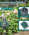 Programmable Sprinkler Timer with Rain Delay, Manual and Automatic Watering, Hose Timer for Garden, Lawn and Yard, Digital Drip Irrigation for Outdoor Use, 1 Outlet installed on hose near flowers