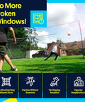Children playing with Backyard 3-In-1 Soccer Goal With Rebounder And Backstop Net For Solo Training And Team Practice in yard