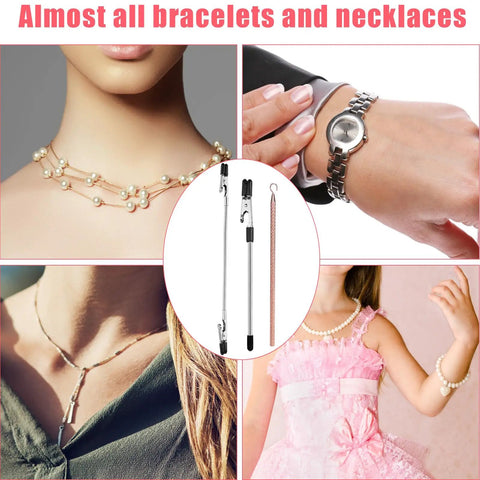 Three Piece Bracelet Helper Tools Set With Retractable Anti Slip Clip And Dual Head Hook for jewelry, watches, clasps
