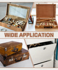 Two Pack 6.7 Inch Folding Lid Stays Built Like A Tank Heavy Duty Metal Hinges No Sweat Setup Ideal For Wooden Crates Display Trunks And Vintage Treasure Chests Silver Hardware in various storage solutions.