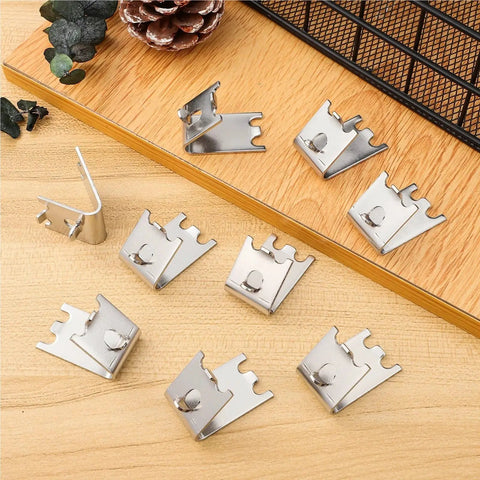 Heavy Duty 304 Stainless Steel Shelf Support Clips For Refrigerator And Freezer, 150 Pieces on wooden surface