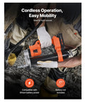Person using Cordless Grease Gun 80,000 PSI 20V Electric Tool Only with high pressure boost in a tight space, no cord