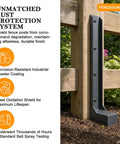Tough As Nails Fence Post Repair Kit With Heavy Duty Steel Anchor Stakes For Broken Or Leaning 4X4 And 6X6 Wood Posts Quick Fix Support Bracket 11 Gauge One Piece Mender Design 2 Pack showing corrosion-resistant black powder-coated steel bracket.