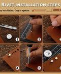 Step-by-step guide to use Leather Rivet Kit With 240 Double Cap Rivets In 4 Colors And 3 Sizes Includes Punch And Two Setting Tools