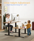 Yihayo Electric Standing Desk For Short People With 48 By 24 Inch Surface And Rustic Brown Finish. Adjustable Height From 18 To 28 Inches.