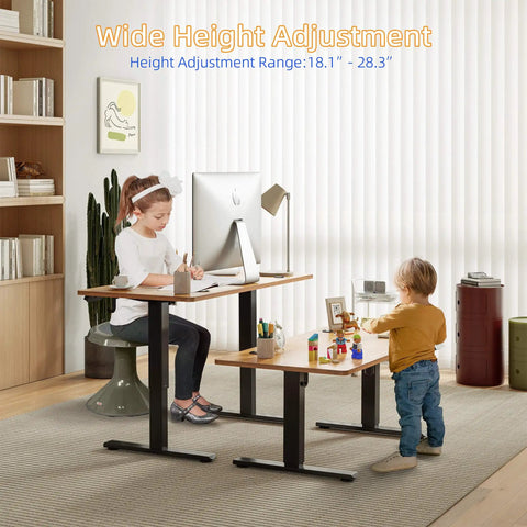 Yihayo Electric Standing Desk For Short People With 48 By 24 Inch Surface And Rustic Brown Finish. Adjustable Height From 18 To 28 Inches.