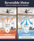 Bronze Farmhouse Ceiling Fan With No Light Pull Chain Three Mounting Options 5 Dual Finish Blades With Reversible Motor in winter and summer modes