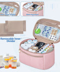 Portable Pill Bottle Organizer Bag For Home And On The Go Travel With Adjustable Dividers Compact Medicine Storage Pouch.
