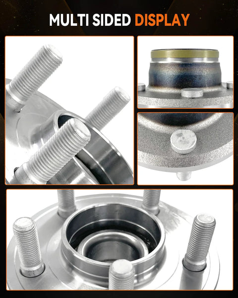 Multi-sided view of Front Wheel Bearing Hub Assembly 513224 for Dodge Challenger, Charger, Magnum, Chrysler 300 with 5-lug RWD