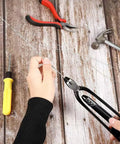 6 Inch Reversible Safety Wire Twister Pliers With 50ft Stainless Steel Twist Wire 032 Gauge in use on wooden surface