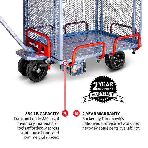 Heavy Duty Electric Stock Picker Cart With 880 Pound Load Capacity For No Sweat Warehouse Moving And Commercial Storage Hauling Battery Driven Material Handler That Works Like A Charm