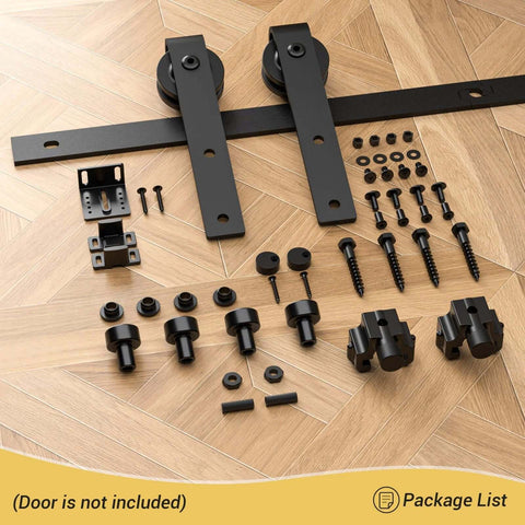 Sliding Barn Door Hardware Kit For Closet And Cabinet, 3 Foot Mini Track System With 36 Inch Track, Carbon Steel Frosted Black Finish
