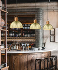 Dome Pendant Light With Rubber Wood Stem And Brushed Brass Shade 12 Inch Vintage Industrial Vibe For Kitchen Island Farmhouse Dining