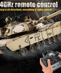 2.4GHz remote control operation of US M1A2 Abrams RC Tank One Sixteenth Scale HengLong 2 4GHz Remote Control Vehicle