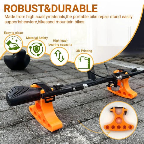 Two Pack Bike Repair Stands With Handlebar Support For Quick Bike Maintenance on outdoor pavement, strong and durable material