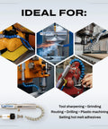 Built Different Heavy Duty Cold Air Gun Delivering Rock Solid Spot Cooling used for tool sharpening, grinding, routing, drilling, and plastic machining.