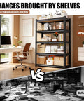71.2 Inch Tall Wood And Metal Garage Shelving Unit Built Tough With Adjustable Shelves Heavy Duty Industrial Utility Rack For Workshop Garage Or Kitchen 71.2 Inch Tall By 31.5 Inch Wide By 13.8 Inch Deep, after use in office
