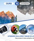 Comparison of mountain view with 150mm Aperture Reflector Telescope for adults with 750mm focal length, showing clear image quality.