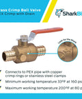 3/4 Inch Crimp Ball Valve With Drain For Brass Plumbing Fittings PEX And PE-RT Pipe Systems highlighted details